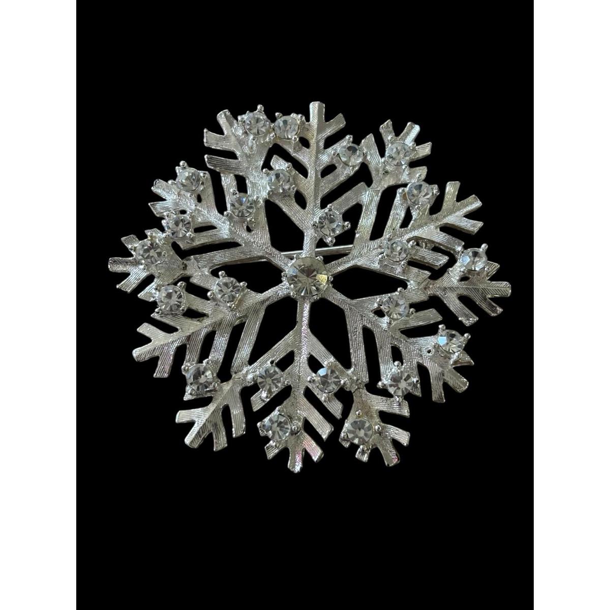 Vintage Signed Eisenberg Ice Snowflake Brooch Silvertone Clear Rhinestones 23$
